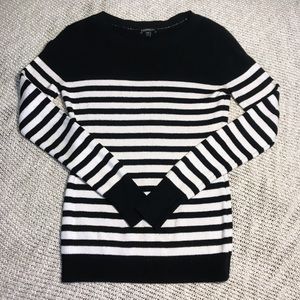 Express Black and White Striped Scoop Neck Sweater